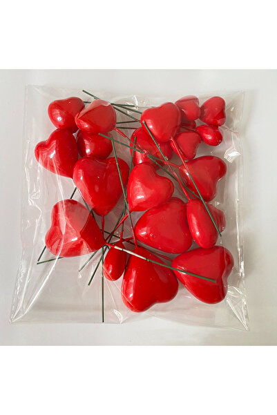 choice2 20 قطعة من زينة الكيك ثلاثية الأبعاد على شكل قلب، باللون الأحمر، مع ك...