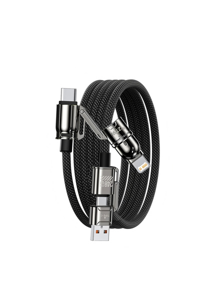 Choice كابل بيانات أسود بطول متر واحد، ثنائي المنافذ، يدعم الشحن فائق السرعة ...