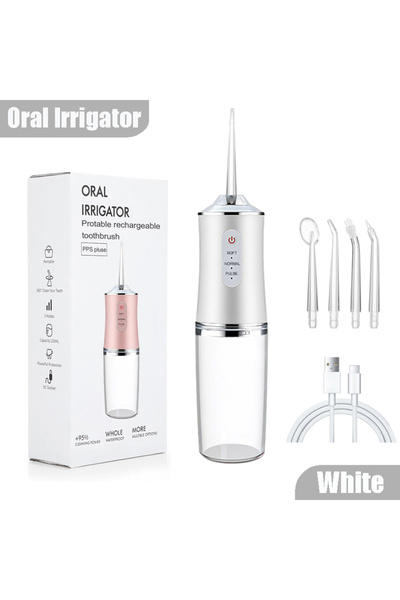 Choice1 059- جهاز ري الفم الأبيض المحمول، خيط تنظيف الأسنان بالماء، قابل لإعا...