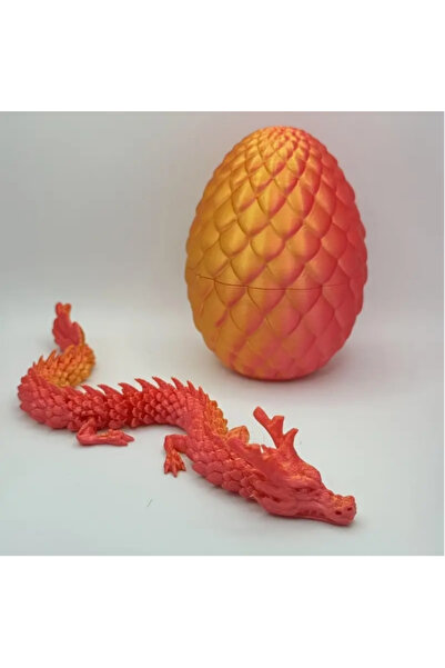 Choice8 بيضة تنين صيني ثلاثية الأبعاد حمراء اللون، قطعة ديكور صغيرة متحركة، ه...
