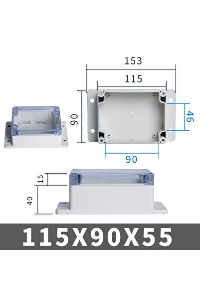 choice2 with ears FTE115-90-55 IP67 Plastic Transparent Waterproof Enclosure ...