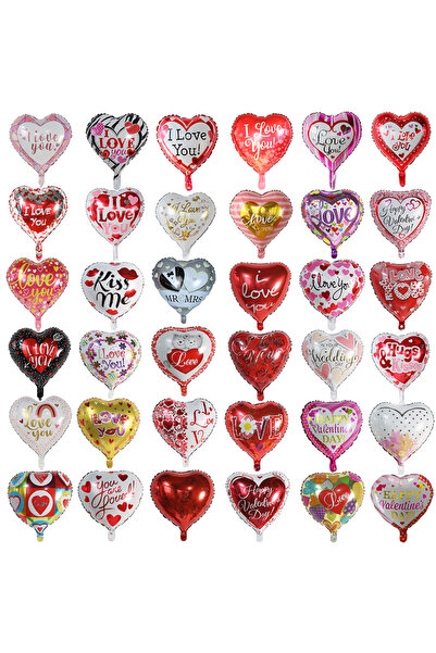 Choice24 مجموعة متنوعة من 10 قطع بالونات على شكل قلب من رقائق معدنية مقاس 18 ...