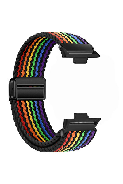 Choice44 سوار Mi Band 9 Pro 8 Pro BRainbow-B المغناطيسي المضفر المصنوع من الن...