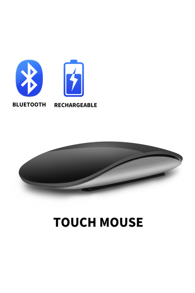choice2 ماوس لاسلكي أسود قابل للشحن بتقنية بلوتوث، يعمل باللمس القوسي، ماوس م...