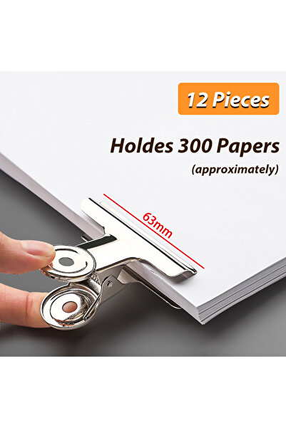 Choice4 63mm 12pcs Stainless Steel Multi-functional Metal Clamp Paper Clips S...