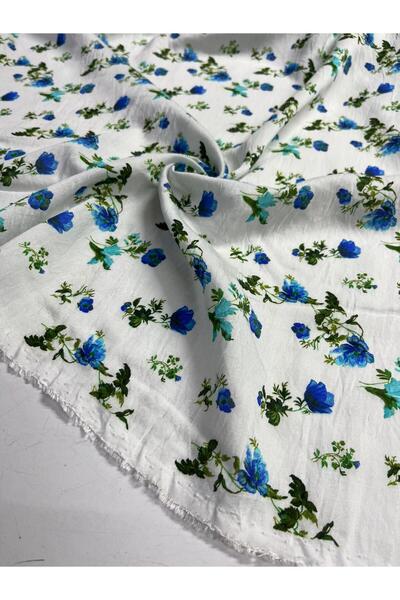 Kumaş sever Floral Patterned Voile Tencel Linen Fabric by the Meter Double Wi...