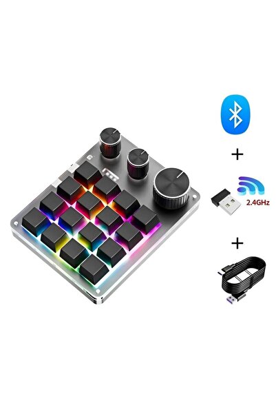 Choice3 GGBEE Wireless 3mode Black 16 Keys 3 Knobs Mechanical Gaming Keyboard...