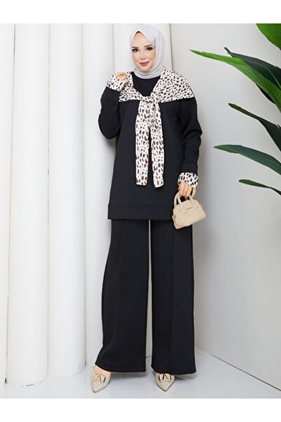 SHİROSA Scuba Bottom and Top Set with Fular Detail