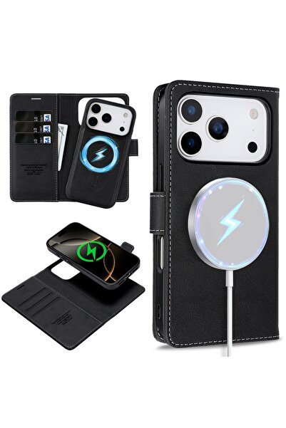 Choice14 جراب جلد أسود من MagSafe لهاتف iPhone 13 Pro Max، متوافق مع iPhone 1...