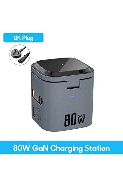 choice2 محطة شحن لاسلكية بتقنية GaN بقدرة 6 في 1، مزودة بمقبس بريطاني، بقدرة ...