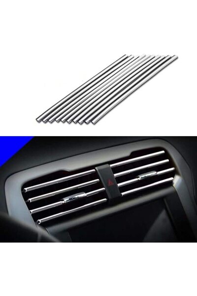 choice2 شريط تزيين فتحة تهوية مكيف السيارة، فضي اللون، 10 قطع، 20 سم، على شكل...