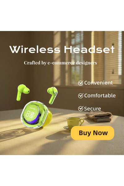 Choice سماعات أذن لاسلكية بتقنية بلوتوث، مزودة بميكروفون، وغطاء شفاف أخضر، من...