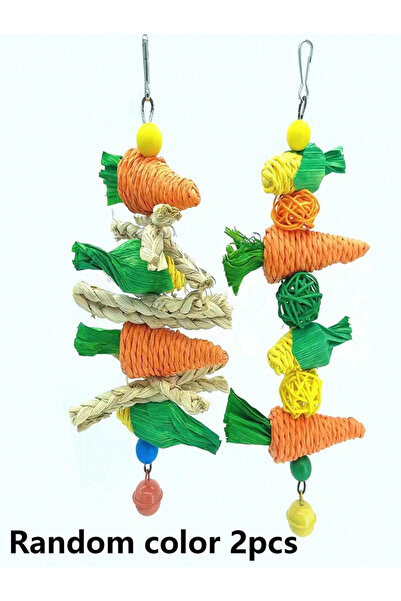 Choice1 لعبة قفص ببغاء من خشب الروطان متعدد الألوان، قطعتان بلون عشوائي، نصف ...