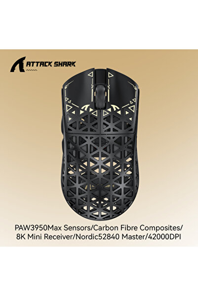 Choice ماوس الألعاب اللاسلكي ATTACK SHARK R5 ULTRA باللون الأسود - معدل استجا...