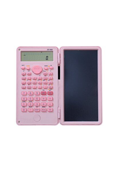 Choice3 آلة حاسبة علمية وردية اللون 2 في 1 مع لوحة ملاحظات LCD، محمولة، 12 رق...