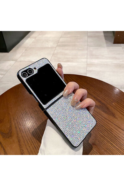 Choice29 غطاء خلفي فاخر أبيض لامع بلون لون سادة لهاتف سامسونج Z Flip 7 6 5 4 ...