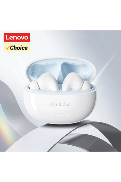 choice2 سماعات لينوفو LP5 برو اللاسلكية بتقنية بلوتوث، لون أبيض، صوت عالي الد...