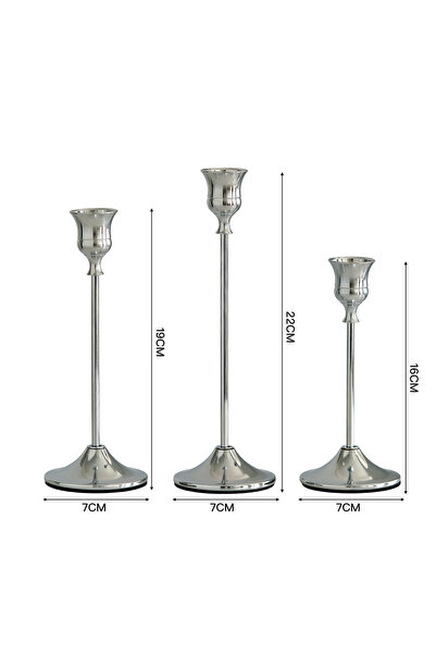 Choice1 طقم شمعدانات فضي أنيق عتيق مكون من 3 قطع، مناسب لحفلات الزفاف والذكرى...