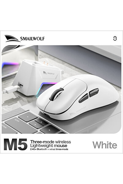 Choice1 ماوس لاسلكي بلوتوث M5 أبيض من SMAILWOLF، مناسب للألعاب، أجهزة الكمبيو...