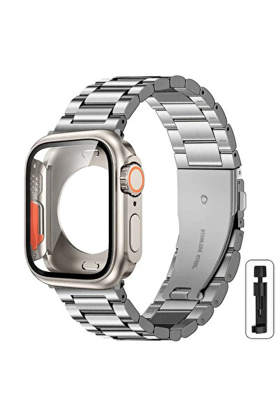 Choice39 سوار ساعة iWatch من الفولاذ المقاوم للصدأ مقاس 44 مم مع غطاء لساعات ...