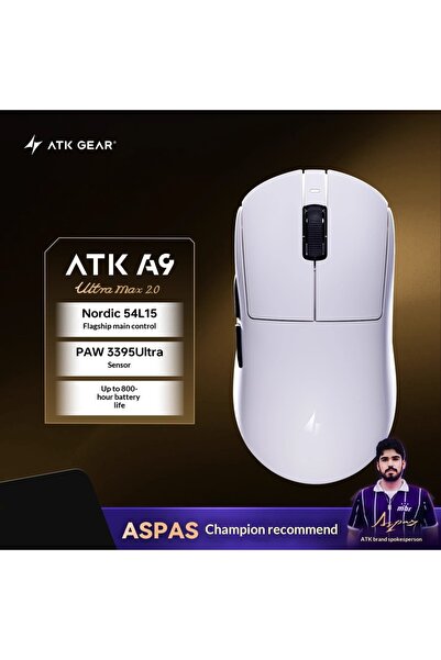 Choice6 ماوس الألعاب اللاسلكي A9 ULTRA MAX الأبيض من ATK DragonFly A9 Air Ult...