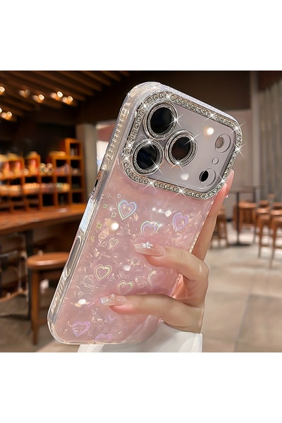 Choice20 غلاف هاتف باللون الوردي اللامع بتصميم كريستالي لامع لهاتف iPhone 17 ...