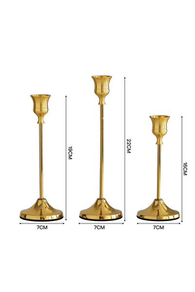 choice2 copper color Vintage Elegant Metal Set of 3 Tabletop Candle Holders, ...