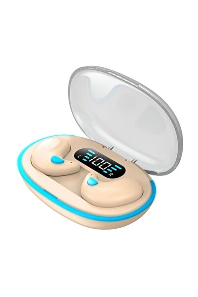 Choice1 سماعات أذن لاسلكية X55-Beige X55 للنوم، سماعات صوتية صغيرة TWS مع بلو...