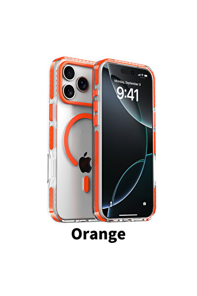 Choice16 غطاء فاخر برتقالي اللون مخطط من البولي إيثيلين لهاتف iPhone 17 Pro M...