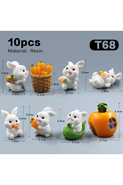 Choice5 10 قطع من تماثيل الأرانب البيضاء لعيد الفصح T68، على الطراز الياباني ...