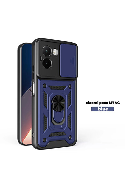 Choice4 جراب حماية أزرق مقاوم للصدمات لهاتف بوكو M7 4G، حامل للسيارة، غطاء حم...