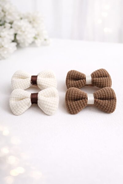 LİNACO Coffee-Beige Bowknot Detailed Rubber Buckle Set of 4