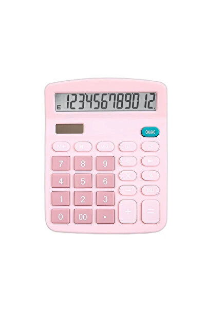 Choice آلة حاسبة إلكترونية وردية اللون مكونة من 12 رقمًا تعمل بالطاقة الشمسية...