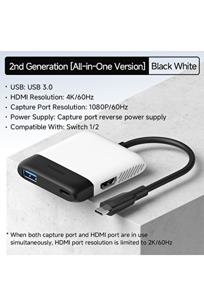 Choice3 بطاقة التقاط فيديو هاجيبس سويتش 2 متعددة الوظائف باللونين الأسود والأ...