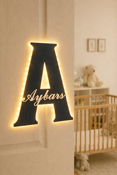 Boncukafası Kişiye Özel Harf ve İsimli LED Işıklı Kapı Süsü – Bebek & Çocuk O...