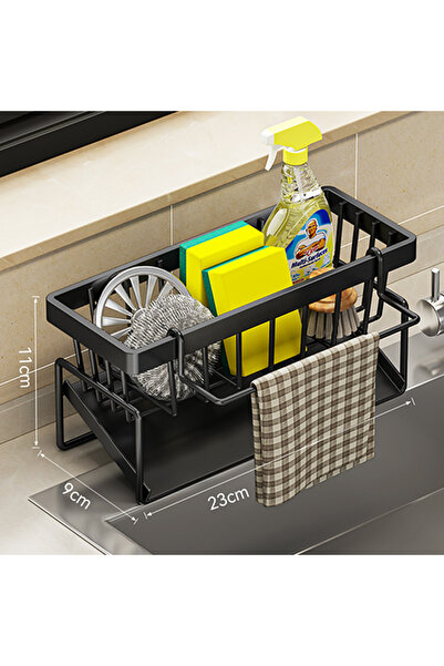 Choice رف تخزين أدوات تنظيف الأحواض باللون الأسود، رف تصريف متعدد الوظائف من ...