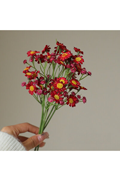 choice2 زهرة البابونج الأحمر الاصطناعية، طاولة طعام أوروبية، زهرة الأقحوان ال...