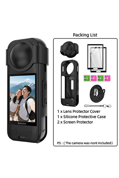 choice2 مجموعة ملحقات حماية كاميرا إنستا 360 X5 (4 قطع): واقي عدسة/غطاء سيليك...