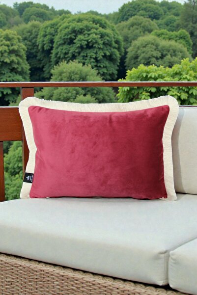 LUX VIE Throw Pillow Cover 35X50 cm Babyface Fabric Cream with Tassels