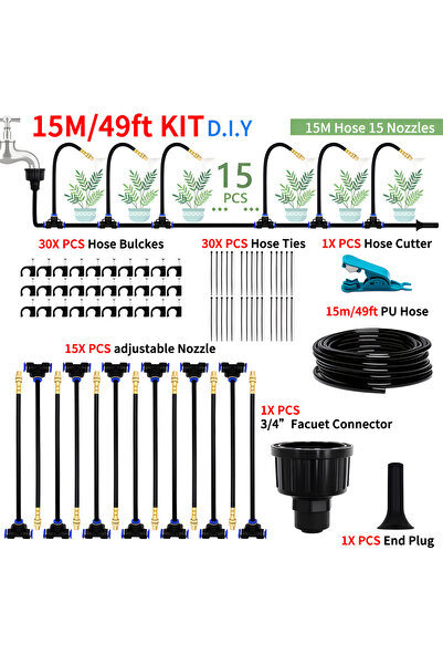 Choice DIY 15M DIY Free Bending Universal Spray Kit For Greenhouse Garden Flo...