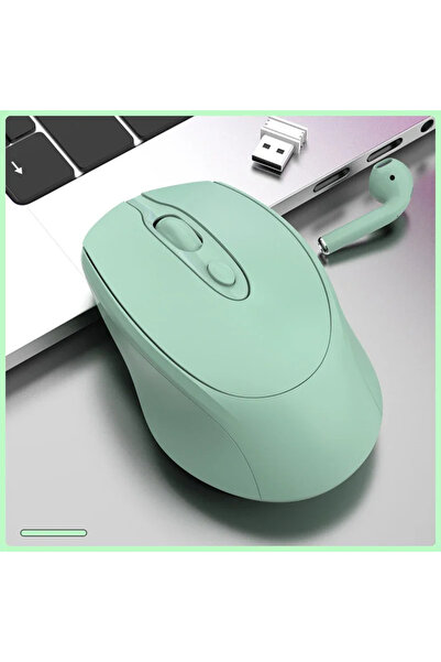 Choice3 ماوس كمبيوتر لاسلكي قابل لإعادة الشحن، أخضر اللون، متوافق مع تقنية بل...