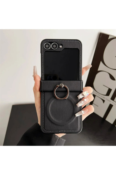 Choice13 غلاف هاتف جلد أسود مغناطيسي للشحن اللاسلكي لهاتف سامسونج جالاكسي زد ...