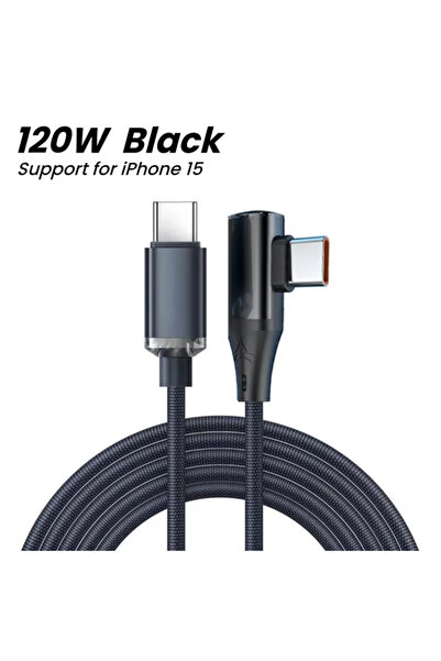 Choice4 2m Black NNBILI 90 degree elbow 120W USB C to Type C PD Fast Charging...