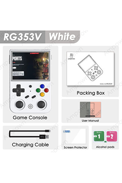 choice2 جهاز ألعاب محمول 64 جيجابايت (15 ألف لعبة) RG353V-أبيض من أنبيرنيك، ش...