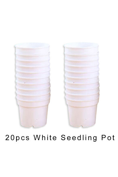 Choice1 مجموعة من 20 قطعة من أواني زراعة الشتلات الصغيرة البيضاء، أواني بلاست...