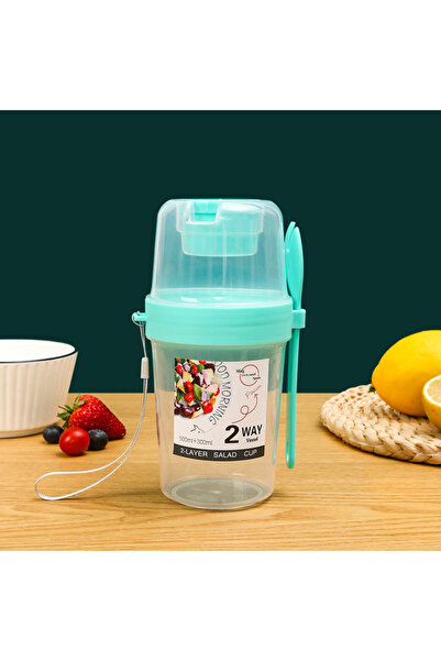 Choice1 كوب سلطة زبادي الشوفان بالفواكه الخضراء مع غطاء وملعقة، علبة تخزين طع...