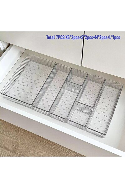 Choice مجموعة منظمات أدراج بلاستيكية شفافة مكونة من 7 قطع، متعددة الاستخدامات...