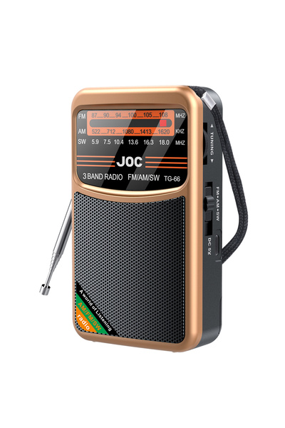 Choice راديو TG66 الذهبي المحمول صغير الحجم كامل الموجات FM AM SW، يتميز باست...