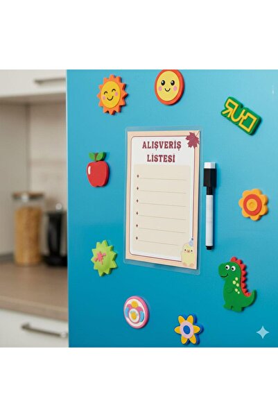 Tint and Treats Buzdolabı Alışveriş Listesi A5 – Laminasyonlu Yaz Sil – Magne...