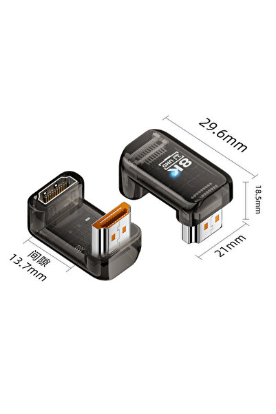 Choice8 كابل HDMI 2.1 شفاف بدقة 8K60HZ، محول بزاوية 90 درجة لأعلى/لأسفل/لليسا...